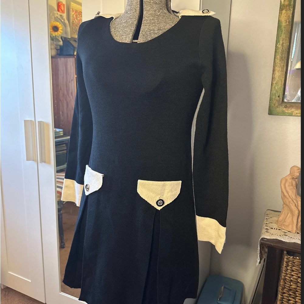 Vintage Moschino Jeans Sweater Knit Black Dress L (fits S/M) - Picture 4 of 13